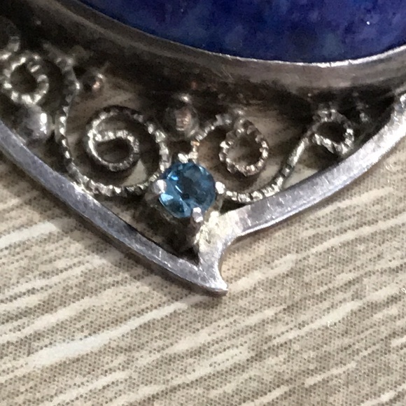 Vintage Lapis Lazuli Silver Pendent - Picture 4 of 5